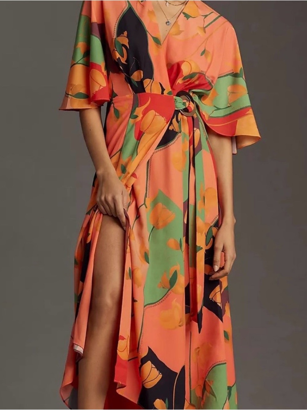 Hutch Lyna Floral Wrap Maxi Dress, Orange Multi, S/P $298